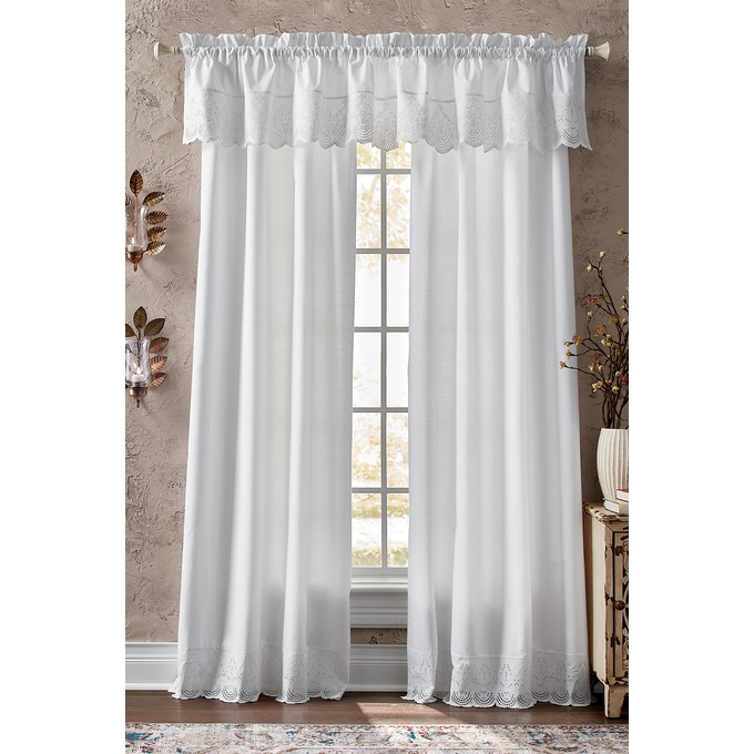 Scalloped Eyelet Cotton Panel, , large