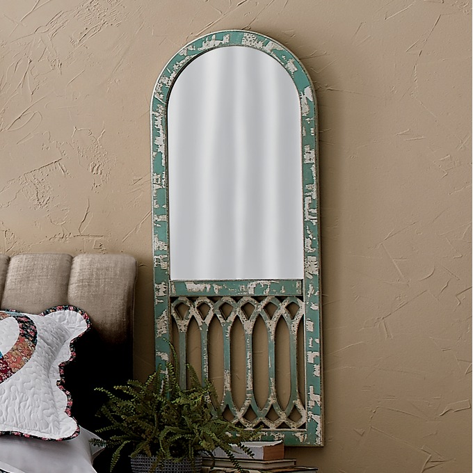 Distressed Teal Mirrored Wall Gate, , large