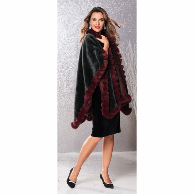 Reversible Faux-Fur Trim Wrap, , large